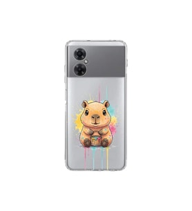 Redmi Note 11R ile Uyumlu Splash Kapibara Tasarımlı Şeffaf Silikon Kılıf