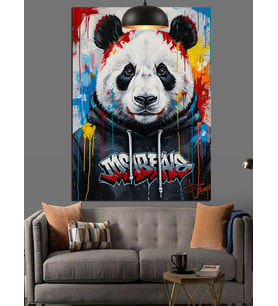 Kapüşonlu panda pop art Dekoratif Kanvas - Mdf Ahşap Tablo