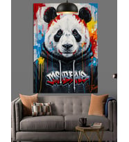 Kapüşonlu panda pop art Dekoratif Kanvas - Mdf Ahşap Tablo
