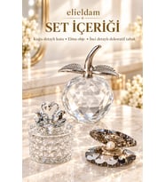 Kuğulu Kutu & Elma Obje & İnci Tabak Kristal Görünümlü Dekoratif Set