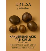Sertifikalı Kahverengi Akik Taşı Kütle 25–30 mm Topraklanma Güven ve Denge Enerjisi Taşı (Çok Renkli)