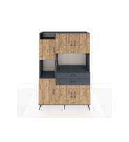 Hyperion Dolap 8 Raflı 2 Çekmeceli 6 Kapaklı 132x44x195 Antrasit-Çam/Antrasit
