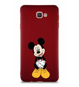 Samsung Galaxy J7 Prime Soft Premier Kapak Mickey Mouse-A Tasarımlı Silikon Kılıf - Mürdüm (Şeffaf)