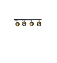 Rsylight Metal Modern 4 Lü Eskitme Kaplama  Masa Üstü Siyah Led Spot 180 Derece Hareketli Avize Beyaz Ampullü