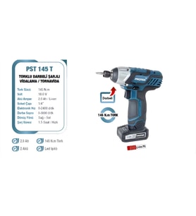 Proter PST 145 T 18 V 2.0 Ah 145 N.m Tork Li-ion Şarjılı Darbeli Vidalama P1EA105