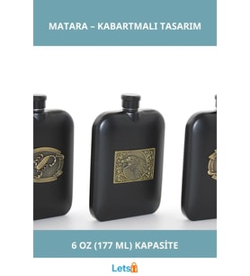Paslanmaz Çelik Kabartmalı Tekli 6 Oz Matara Sızdırmaz