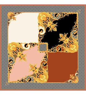 Geometrik Desen Black Seri Twill Eşarp Eşarp Askısı ile Birlikte 90x90 cm Pudra 