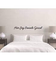 BK Home Her Şey Seninle Güzel Ahşap Duvar Yazısı (Siyah)