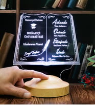 Okul Mezuniyet Hediyesi, Öğrenciye Karne Hediyesi, Mezuniyet Hatırası 3D Kitap Tasarımlı Kişiye Özel LED Lamba