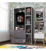 Kenzlife giysi dolabı ökkeş 175*90*40 gri gardırop 3 çekmeceli