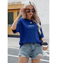 Unisex Brooklyn Baskılı T-shirt (Mavi)