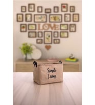 Jüt Simple Living Baskılı Küçük Boy Düzenleyici Saklama Sepeti 15x25x18
