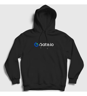 Presmono Unisex Beyaz Logo Bitcoin Blockchain Gate Io Kapüşonlu Sweatshirt 485279tt (Siyah)