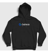Presmono Unisex Beyaz Logo Bitcoin Blockchain Gate Io Kapüşonlu Sweatshirt 485279tt (Siyah)