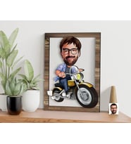 BK Gift Kişiye Özel Erkek Motorcu Karikatürlü 3D Ahşap Tablo, Sevgiliye Hediye, Arkadaşa Hediye, Yıl Dönümü Hediyesi, Doğum Günü Hediyesi-1