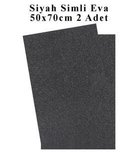 Siyah Simli Eva 50x70 cm 2 Adet Simli Eva Süngeri Okul Kreş Anasınıfı Elişi Etkinlikleri