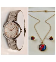 Ferrucci Modern Kasa Çelik Kadın Kol Saat+%100Çelik Kolye&Küpe Set Hediyeli (Gümüş)