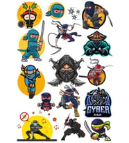 Ninja Sticker Set-2 15 Parça Telefon, Tablet, Defter, Laptop Sticker