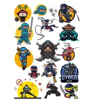 Ninja Sticker Set-2 15 Parça Telefon, Tablet, Defter, Laptop Sticker