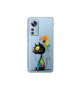 Xiaomi Mi 12 ile Uyumlu Splash Kedi Tasarımlı Şeffaf Silikon Kılıf