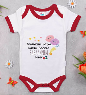 BK Kids Babaannem Tasarımlı Kırmızı Bebek Body Zıbın-1
