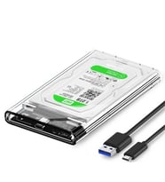 Mavi LED Işıklı Veri Aktarımı 2.5 inç Sata HDD/SSD 2.5" inç İçin Harddisk Kutusu, Dönüştürücü Kutu (Siyah)