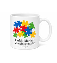 Otizm Farkındalığı Renkli Yapboz Parçası Farklılıklarımız Zenginlik Kupa Bardak Hediye