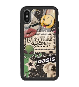 iPhone Xs Max Retro Sticker Tasarımlı Glossy Telefon Kılıfı
