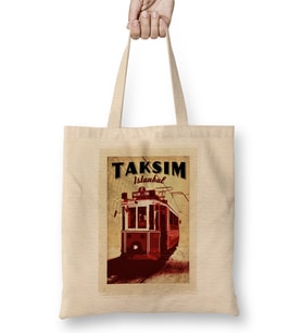 Taksimde Tranvay Bez Çanta Uzun Saplı