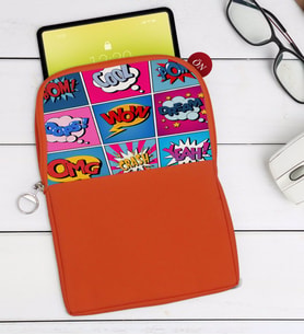 BK Gift Pop Art Tasarımlı Taşınabilir Koruyucu Tablet Kılıfı & Organizer Çanta - Turuncu-12