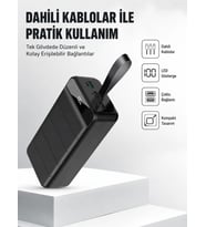 50.000 mAh Kapasiteli Powerbank – Hızlı Şarj Destekli, 4 USB Portlu, LED Işıklı Taşınabilir Enerji D