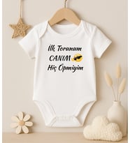 İlk Torunum Canım Hiç Öpmiyim Yazılı Bebek Body Zıbın & Yenidoğan Hediyesi & Bebek Hediye Zıbın (Pamuk Beyaz)
