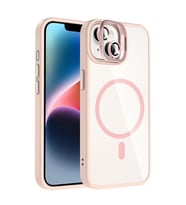 Coverzone iPhone 15 ile Uyumlu Z-Etro MagSafe Wireless ?arj Destekli, G��l� Manyetik Tutucu, Stand Olabilen, Kamera Lens Hediyeli Koruyucu K?l?f Pembe