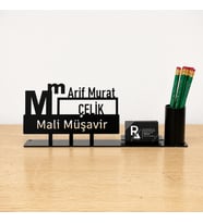 Mali Müşavir Masa İsimliği - Kişiye Özel, Mesleklere Özel İsimlik - Metal Ofis İsimliği, Kalemlik ve Kartlık Seti- Yeni İş, Terfi Hediyesi