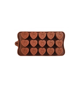 Silikon Çikolata Kalıbı Baskılı Kalp 3x3x1,5 Cm