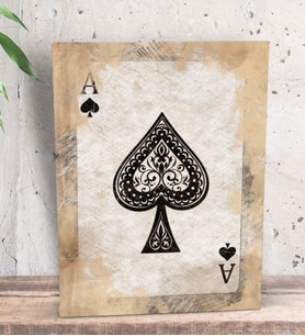 BK Gift İskambil Maça As Tasarımlı Dekoratif Mini Kanvas Tablo 15x20cm-1