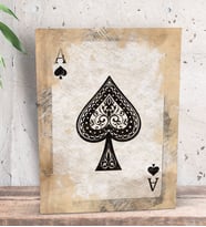 BK Gift İskambil Maça As Tasarımlı Dekoratif Mini Kanvas Tablo 15x20cm-1
