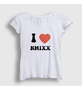 Presmono Kadın Beyaz I Love Nmixx K Pop T-Shirt 435521tt (Beyaz)