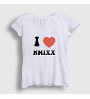 Presmono Kadın Beyaz I Love Nmixx K Pop T-Shirt 435521tt (Beyaz)