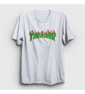 Presmono Unisex Beyaz Logo V4 Thrasher T-Shirt 278858tt (Beyaz)