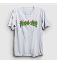 Presmono Unisex Beyaz Logo V4 Thrasher T-Shirt 278858tt (Beyaz)