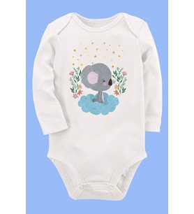 Organik Baskılı Pamuklu Unisex Bebek Body UZUNE183