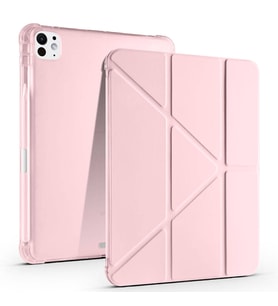 Apple iPad Pro 11 2025 M5 Uyumlu Kılıf Zore Tri Folding Kalem Bölmeli Standlı Kılıf (Rose Gold Altın)