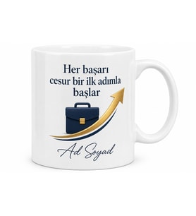 Yeni İşe Başlayan İçin Mesajlı Hediyelik Baskılı Kupa Bardak Tebrik Hediyesi
