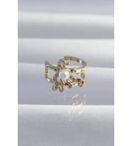 Pirinç Gold Renk İncili Ahtapot Earcuff Küpe - TJ-BKP9333