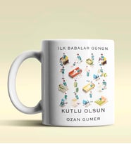 Kişiye Özel İlk Babalar Günün Kutlu Olsun Tema Beyaz Kupa