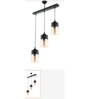 RİOLİGHT SIRALI ÜÇLÜ CAMLI SARKIT AVİZE UZUNLUK: 60CM (Siyah)