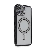 Apple İphone 13 Kılıf Joke Simli Magneticsafe Kılıf - Siyah