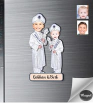 Kişiye Özel Sünnet Çocuğu Kardeşler Ahşap Magnet -2