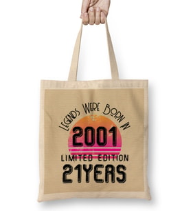 2001 Birthday Gift - Made, Bborn in 2001 Gift - 21rd Birthday Gift Vintage Style Bez Çanta Uzun Saplı